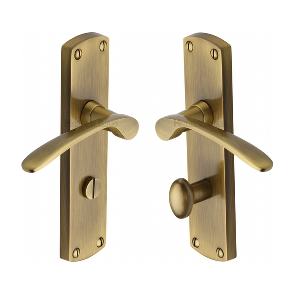 DIP7830-AT • Bathroom [57mm] • Antique Brass • Heritage Brass Diplomat Levers On Backplates