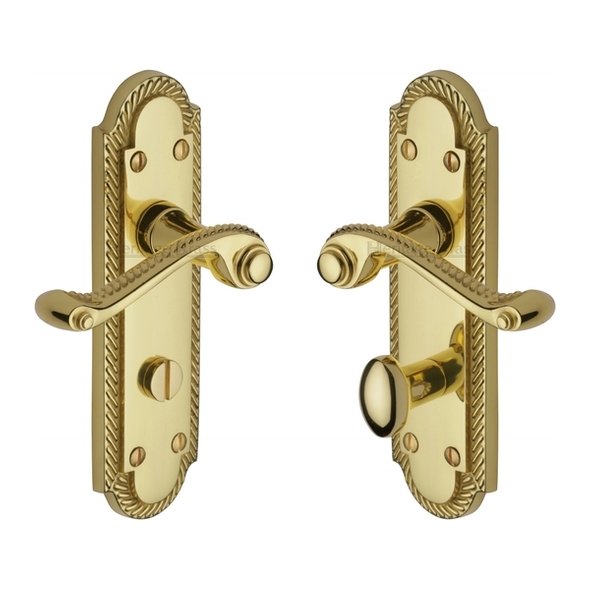 G025-PB • Bathroom [57mm] • Polished Brass • Heritage Brass Gainsborough Levers On Backplates