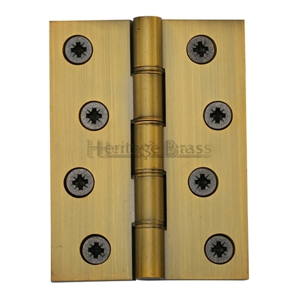 HG99-355-AT • 100 x 075 x 4.2mm • Antique Brass [80kg] • Phospher Bronze Washered Square Corner Brass Butt Hinges