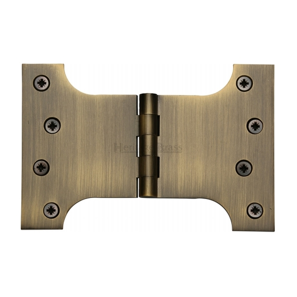 HG99-395-AT  100 x 150 x 100mm  Antique Brass [50kg]  Unwashered Brass Parliament Hinges