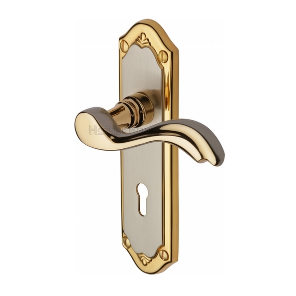 MM991-JP  Standard Lock [57mm]  Satin Nickel / Gold  Heritage Brass Lisboa Levers On Backplates
