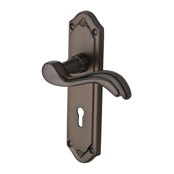 MM991-MB • Standard Lock [57mm] • Matt Bronze • Heritage Brass Lisboa Levers On Backplates