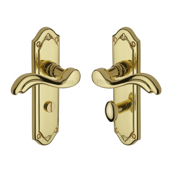 MM993-PB • Bathroom [57mm] • Polished Brass • Heritage Brass Lisboa Levers On Backplates