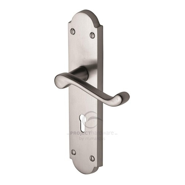 PR7082-SC  Standard Lock [57mm]  Satin Chrome  Heritage Brass Kensington Economy Levers On Backplates