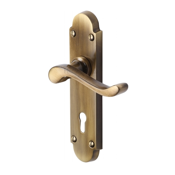 S600-AT  Standard Lock [57mm]  Antique Brass  Heritage Brass Savoy Levers On Backplates