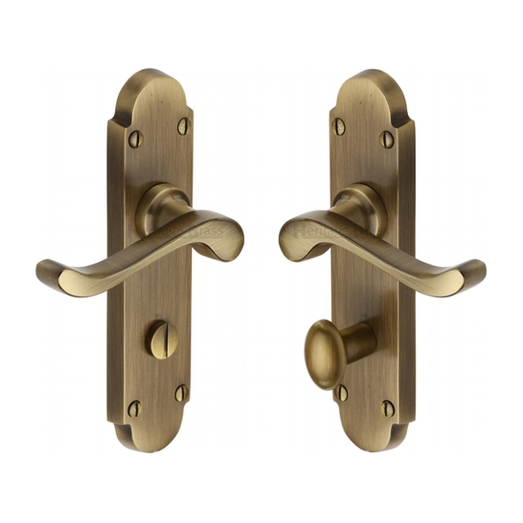 S620-AT • Bathroom [57mm] • Antique Brass • Heritage Brass Savoy Levers On Backplates