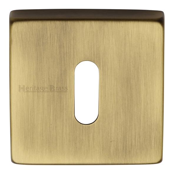 SQ5002-AT • Antique Brass • Heritage Brass Plain Square Mortice Key Escutcheon