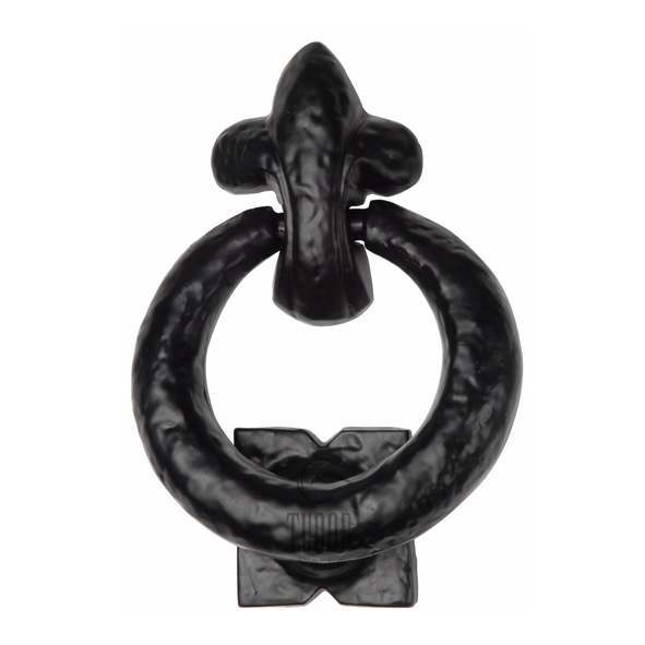 TC335  127mm  Antique Black Iron  Heritage Brass Ring Pattern Door Knocker