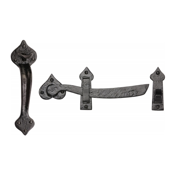 TC567  238mm Latch  Antique Black Iron  Heritage Brass Gate Catch