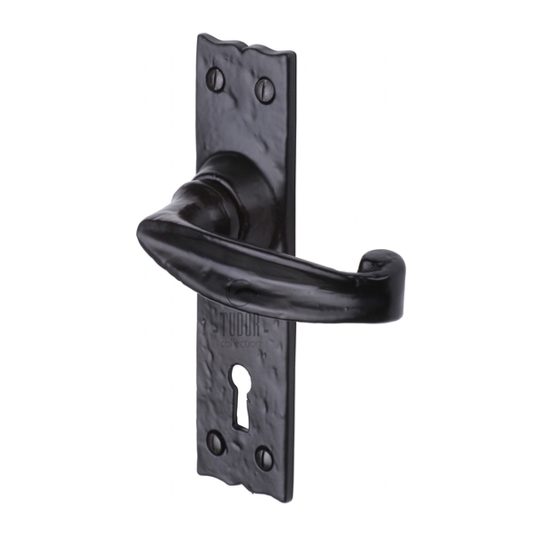 TC600 • Standard Lock [57mm] • Antique Black Iron • Heritage Brass Wellington Levers On Backplates