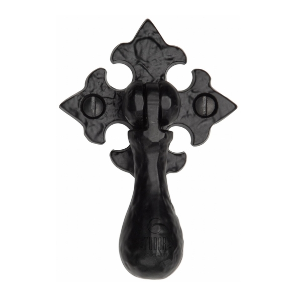 TC625  85 x 56mm  Antique Black Iron  Heritage Brass Fleur De Lys Drop Cabinet Pull Handle