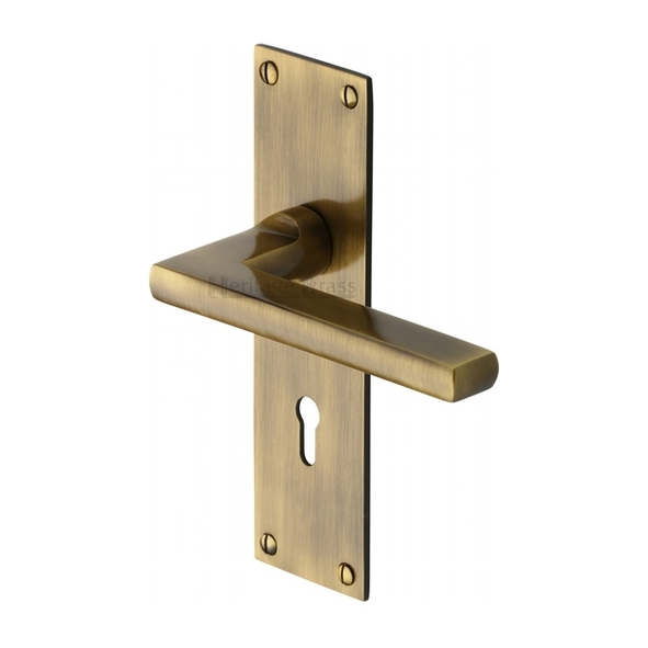 TRI1300-AT • Standard Lock [57mm] • Antique Brass • Heritage Brass Trident Levers On Backplates