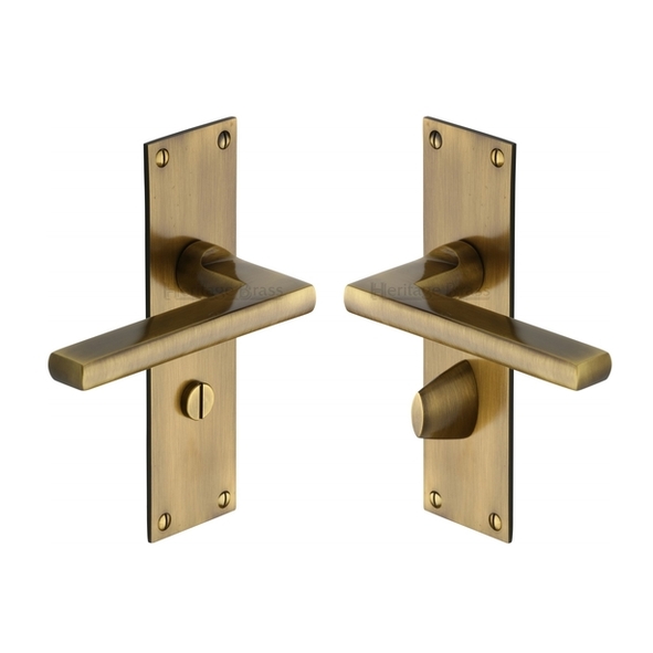 TRI1330-AT  Bathroom [57mm]  Antique Brass  Heritage Brass Trident Levers On Backplates