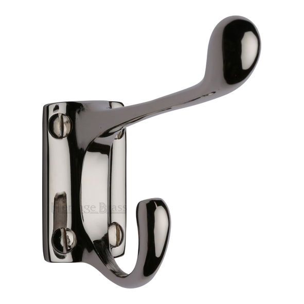 V1056-PNF  Polished Nickel  Heritage Brass Traditional Hat & Coat Hook On Square Plate