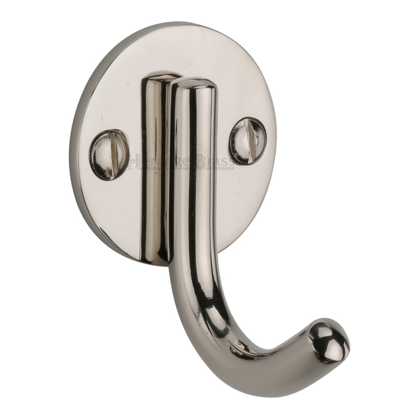 V1064-PNF  Polished Nickel  Heritage Brass Contemporary Single Robe Hook On Round Plate