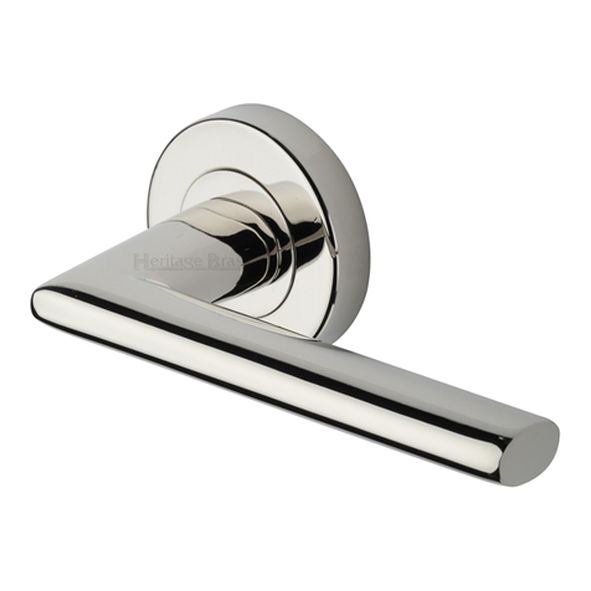 V2355-PNF  Polished Nickel  Heritage Brass Admiralty Lever Furniture on Round Rose