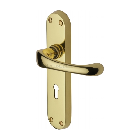 V6050-PB • Standard Lock [57mm] • Polished Brass • Heritage Brass Gloucester Levers On Backplates
