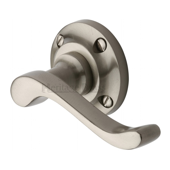 V820-SN  Satin Nickel  Heritage Brass Bedford Levers On Traditional Round Roses