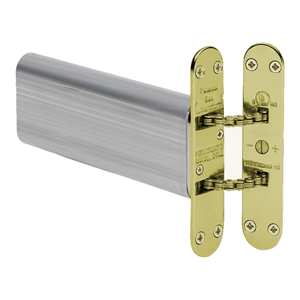 R85 BRASS  Radius Plate  Polished Brass  Perkomatic Double Chain Concealed Door Closer