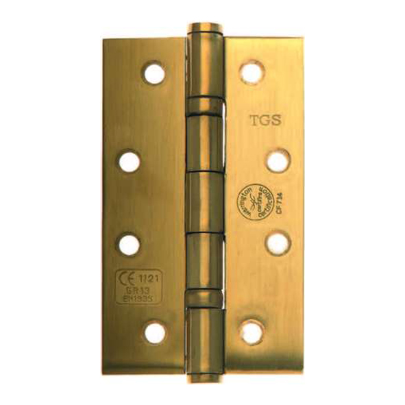 3900.54EB  125 x 076mm  PVD Brass [120kg]  Ball Bearing Square Corner Stainless Steel Butt Hinges