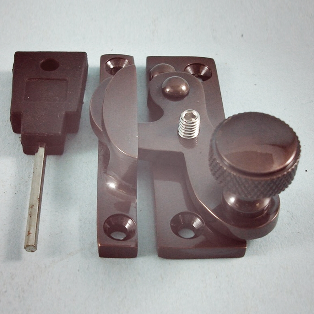 THD079L/BRO  Locking  Bronze  Clo Knurled Knob Sash Fastener