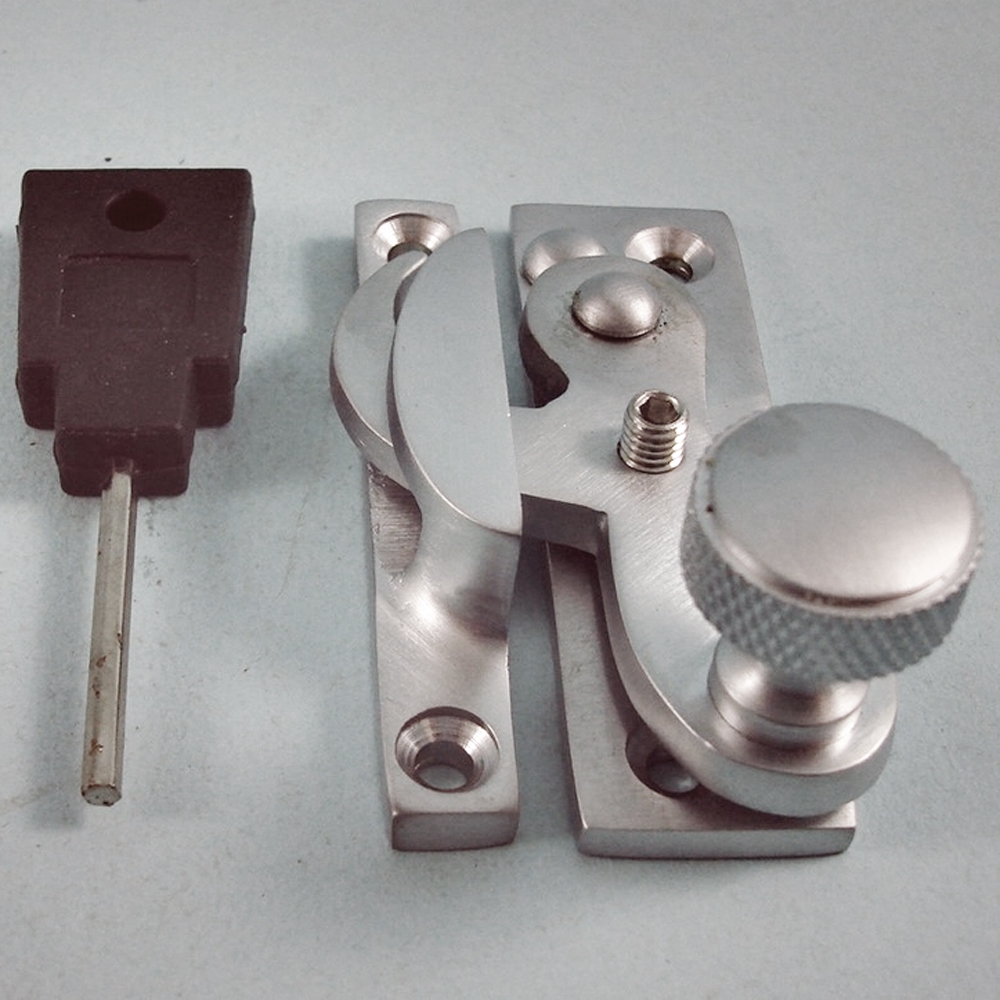 THD079L/SCP  Locking  Satin Chrome  Clo Knurled Knob Sash Fastener