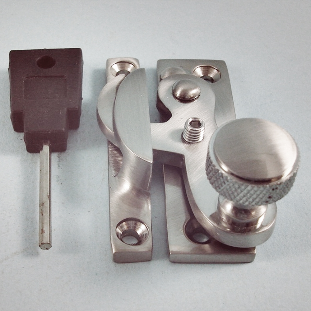 THD079L/SNP  Locking  Satin Nickel  Clo Knurled Knob Sash Fastener