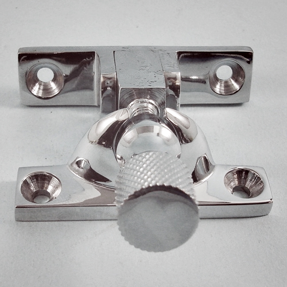 THD080/CP  Non-Locking  Polished Chrome  Narrow Brighton Pattern Knurled Top Sash Fastener