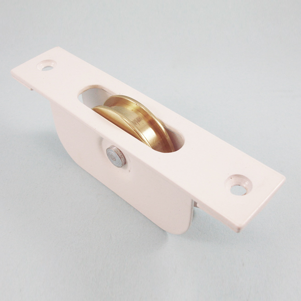 Square Sash Pulleys With Steel Body and 44mm (1¾) Brass Pulley Wheels