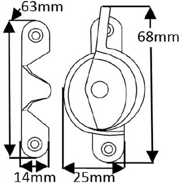 TWC002/CP • Non-Locking • Polished Chrome • Forged Fitch Sash Fastener