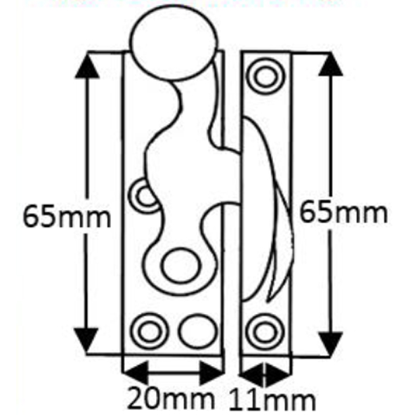 TWC009/SCP • Non-Locking • Satin Chrome • Forged Heavy Claw Sash Fastener