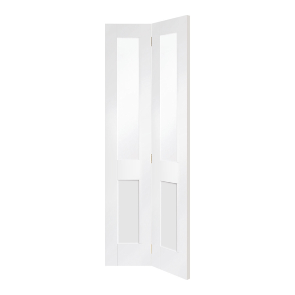 XL Joinery Internal White Primed Malton Shaker Bi-Fold Doors [Clear Glass]