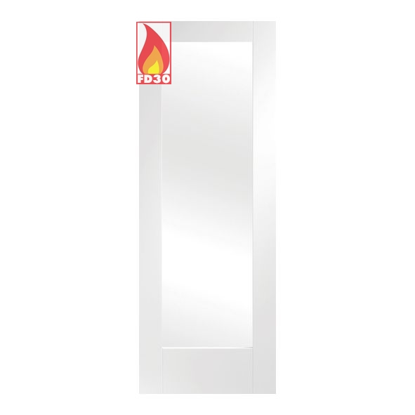 GWPP1032C-FD  2032 x 813 x 44mm [32]  Internal White Primed Pattern 10 FD30 Fire Door [Clear Glazed]