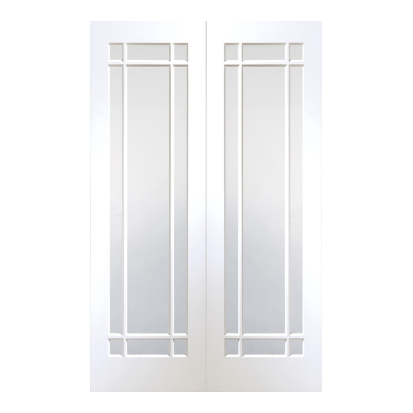 XL Joinery Internal White Primed Cheshire Door Pairs [Clear Glass]