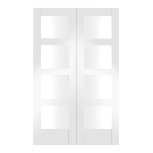 XL Joinery Internal White Primed Shaker Door Pairs [Clear Glass]