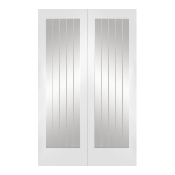 XL Joinery Internal White Primed Suffolk Door Pairs [Etched Glass]