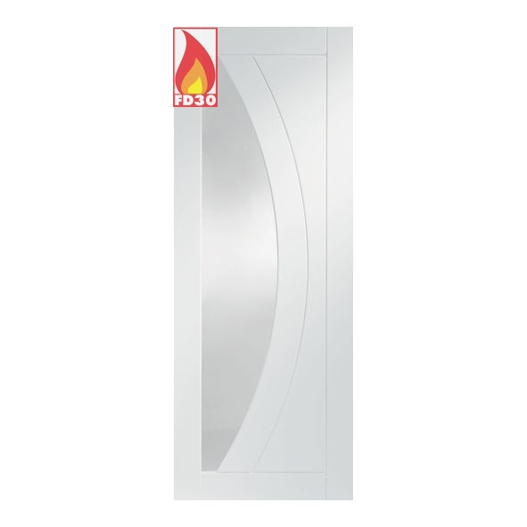XL Joinery Internal White Primed Salerno FD30 Fire Doors [Clear Glass]