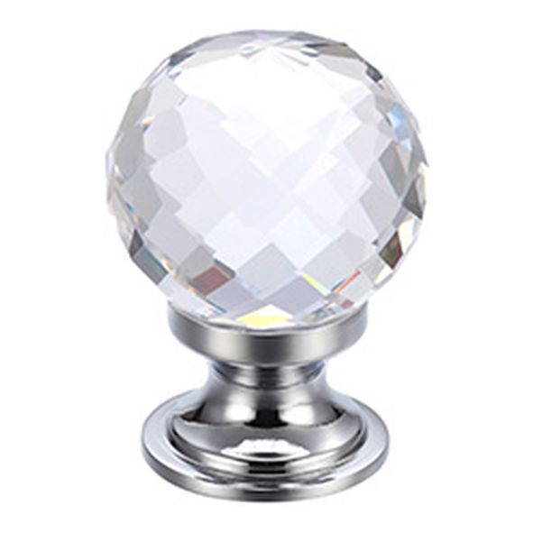 FCH03ACP  25mm  Polished Chrome / Clear  Fulton & Bray Facetted Cabinet Knob