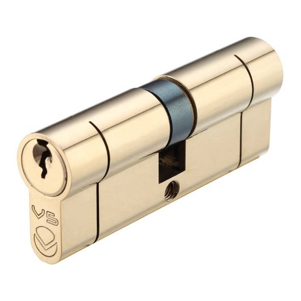 V5EP60DPBE  30mm / 30mm  Polished Brass  Veir 5 Pin Euro Double Cylinder