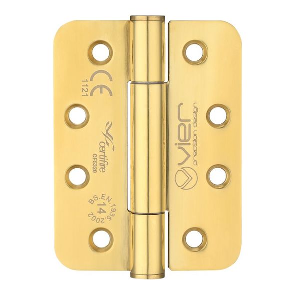 VHC243R-PVD  102 x 076 x 3.0mm  PVD Brass [160kg]  G14 CE Concealed Bearing Radiused Corner 201 Stainless Butt Hinges