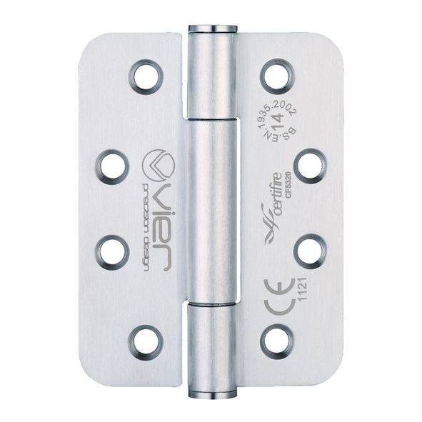 VHC243R-SSS  102 x 076 x 3.0mm  Satin [160kg]  G14 CE Concealed Bearing Radiused Corner 201 Stainless Butt Hinges