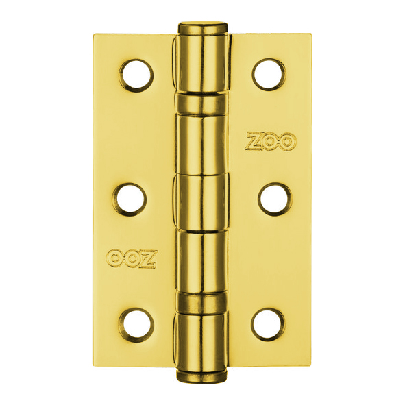 ZHS32EB  076 x 050 x 2.0mm  Brassed [40kg]  Strong Ball Bearing Square Corner Steel Butt Hinges
