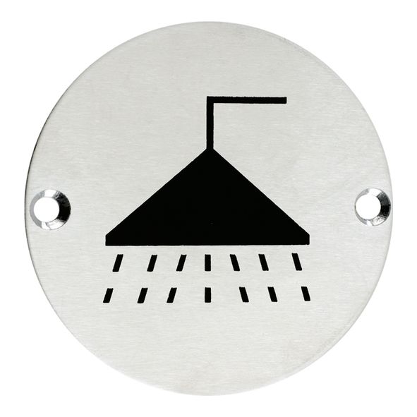 E427-04 • 075mm Ø • Satin Stainless • Format Screen Printed Shower Symbol