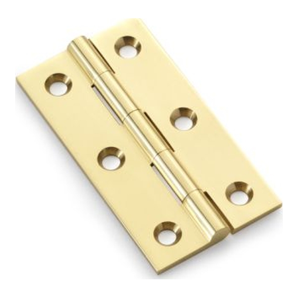 AW064-CH-PB  64 x 35 x 2.2mm  Polished Brass  Alexander & Wilks Solid Drawn Cabinet Butt Hinges