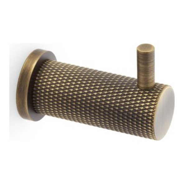 AW775AB • Antique Brass • Alexander & Wilks Diamond Knurled Coat Hook