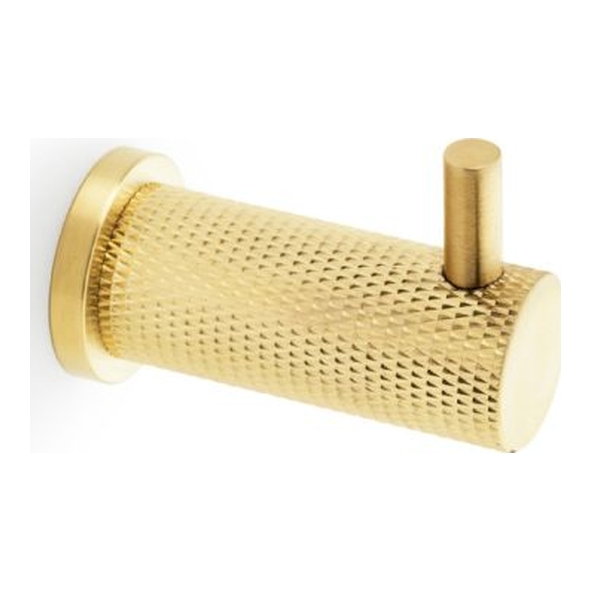 AW775SBPVD • Satin Brass PVD • Alexander & Wilks Diamond Knurled Coat Hook