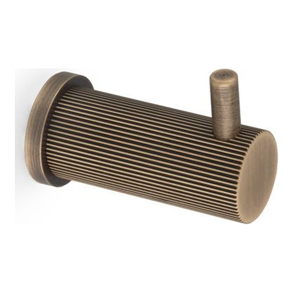 AW776AB • Antique Brass • Alexander & Wilks Reeded Coat Hook