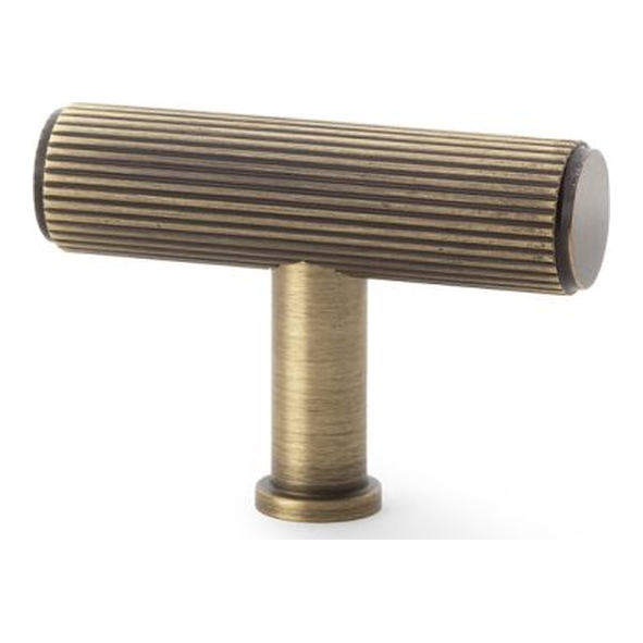 AW801R-55-AB • 55mm • Antique Brass • Alexander & Wilks Reeded T-Bar Cabinet Knob