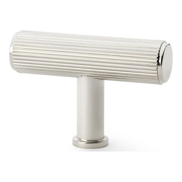 AW801R-55-PN  55mm  Polished Nickel  Alexander & Wilks Reeded T-Bar Cabinet Knob