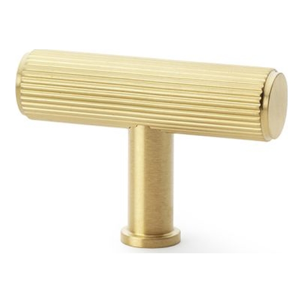 AW801R-55-SBPVD • 55mm • Satin Brass • Alexander & Wilks Reeded T-Bar Cabinet Knob